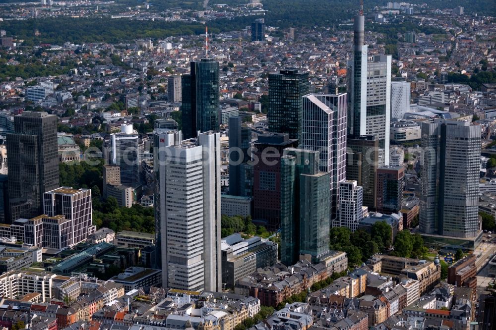 Aerial photograph Frankfurt am Main - City center with the skyline in the downtown area in the district Innenstadt in Frankfurt in the state Hesse, Germany