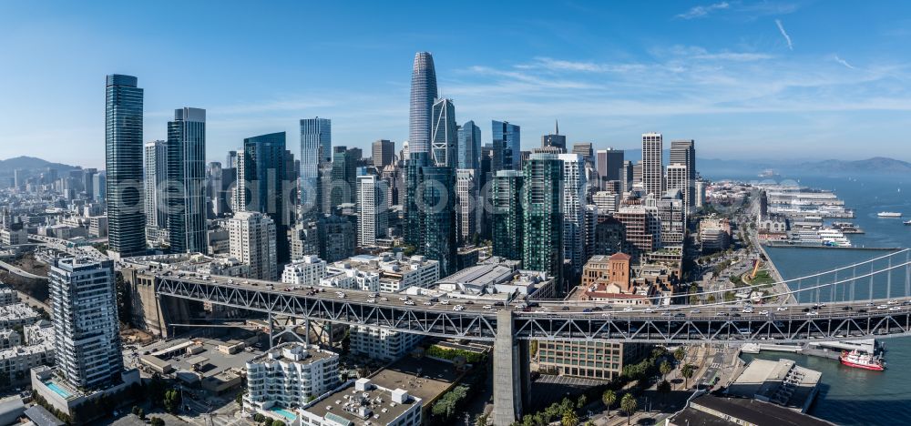 Aerial image San Francisco - City center with the skyline in the downtown area in San Francisco in California, United States of America