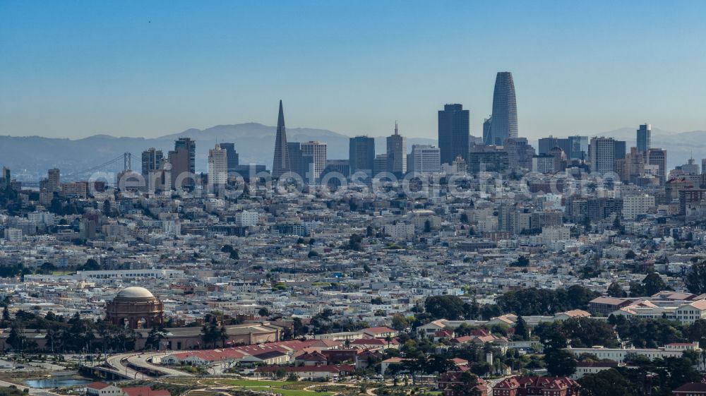 San Francisco from above - City center with the skyline in the downtown area in San Francisco in California, United States of America