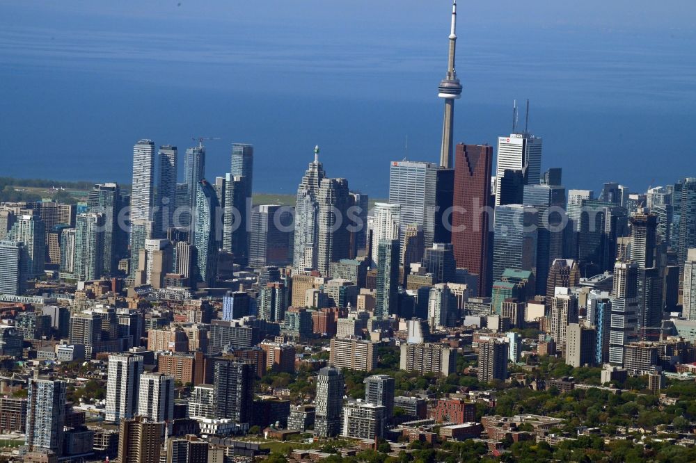 Aerial photograph Toronto - City center with the skyline in the downtown area in Toronto in Ontario, Canada