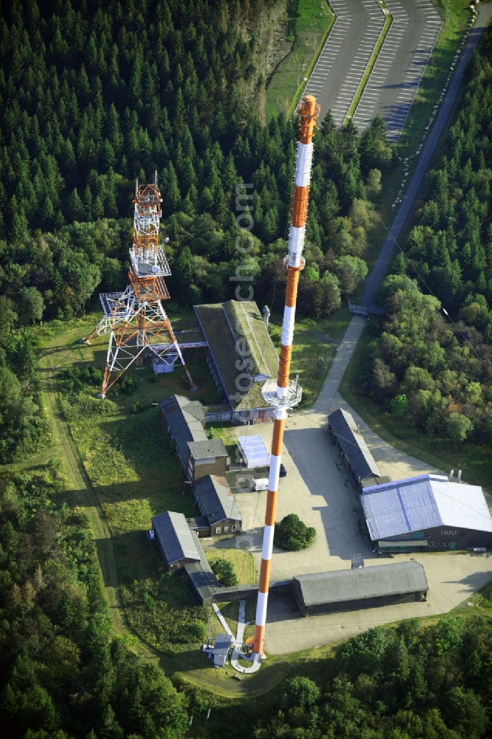 Aerial photograph Torfhaus - Steel mast funkturm and transmission system as basic network transmitter Sender Torfhaus in Torfhaus in the state Lower Saxony, Germany