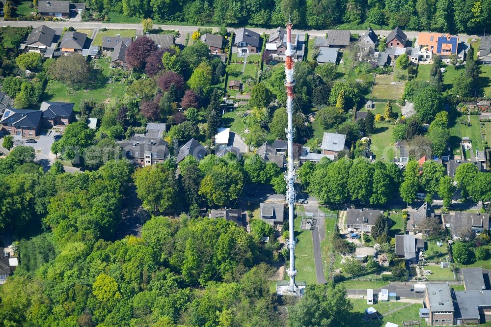 Aerial image Kleve - Steel mast funkturm and transmission system as basic network transmitter WDR Westdeutscher Rundfunk on Klever Berg in Kleve in the state North Rhine-Westphalia, Germany