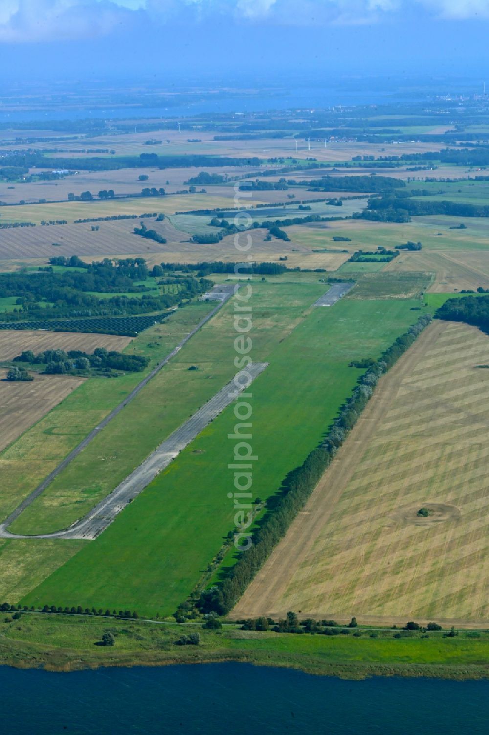 Aerial image Nisdorf - Locked runway at the former airfield Gross Mohrdorf in Nisdorf in the state Mecklenburg - Western Pomerania, Germany
