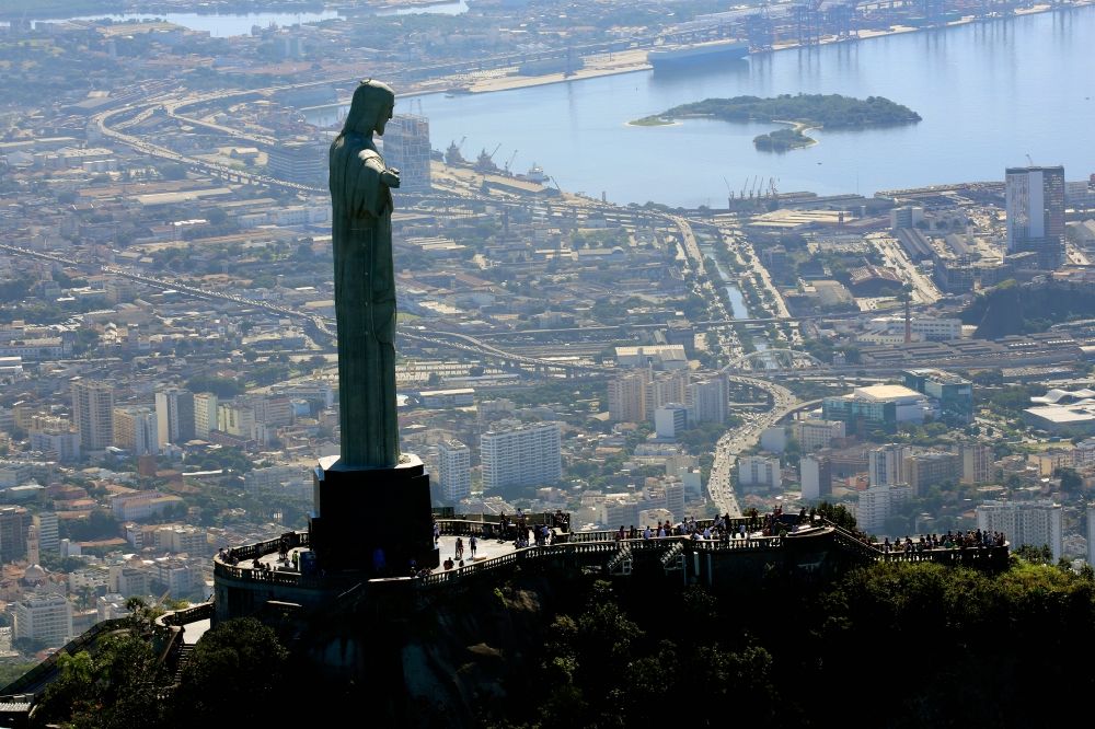 Rio de Janeiro from above - Statue of Christ the Redeemer on Corcovado Mountain in the Tijuca forest in Rio de Janeiro in Brazil
