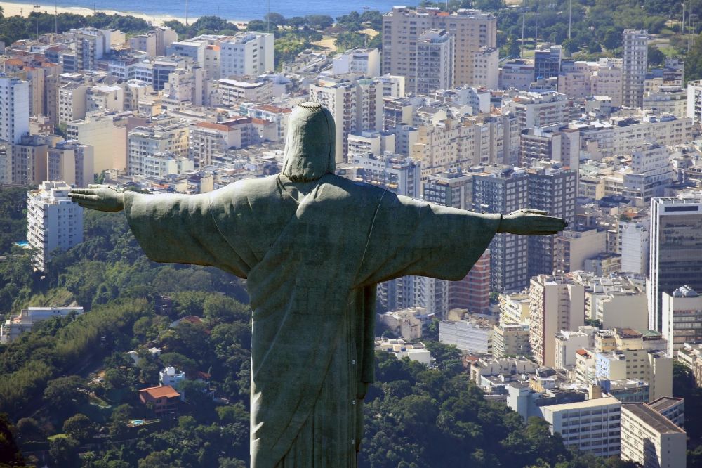 Rio de Janeiro from above - Statue of Christ the Redeemer on Corcovado Mountain in the Tijuca forest in Rio de Janeiro in Brazil