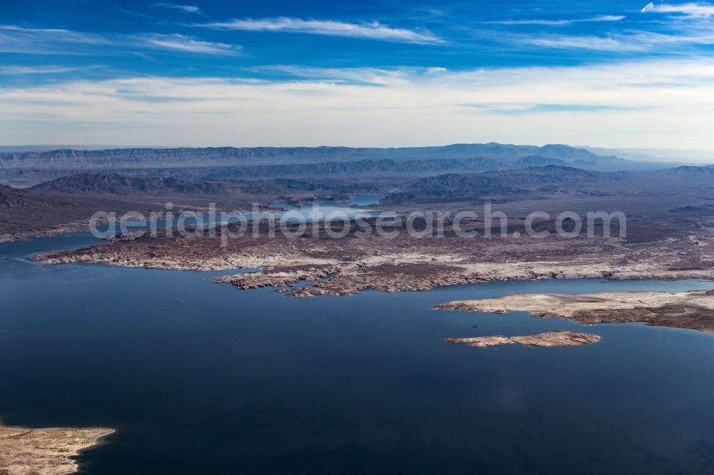 Echo Bay from above - Impoundment and shore areas at the lake Lake Mead in Echo Bay in Nevada, United States of America