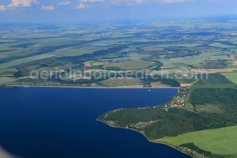 Aerial image Kadan - Impoundment and shore areas at the lake Eger Nechranice in Kadan in Ustecky kraj - Aussiger Region, Czech Republic