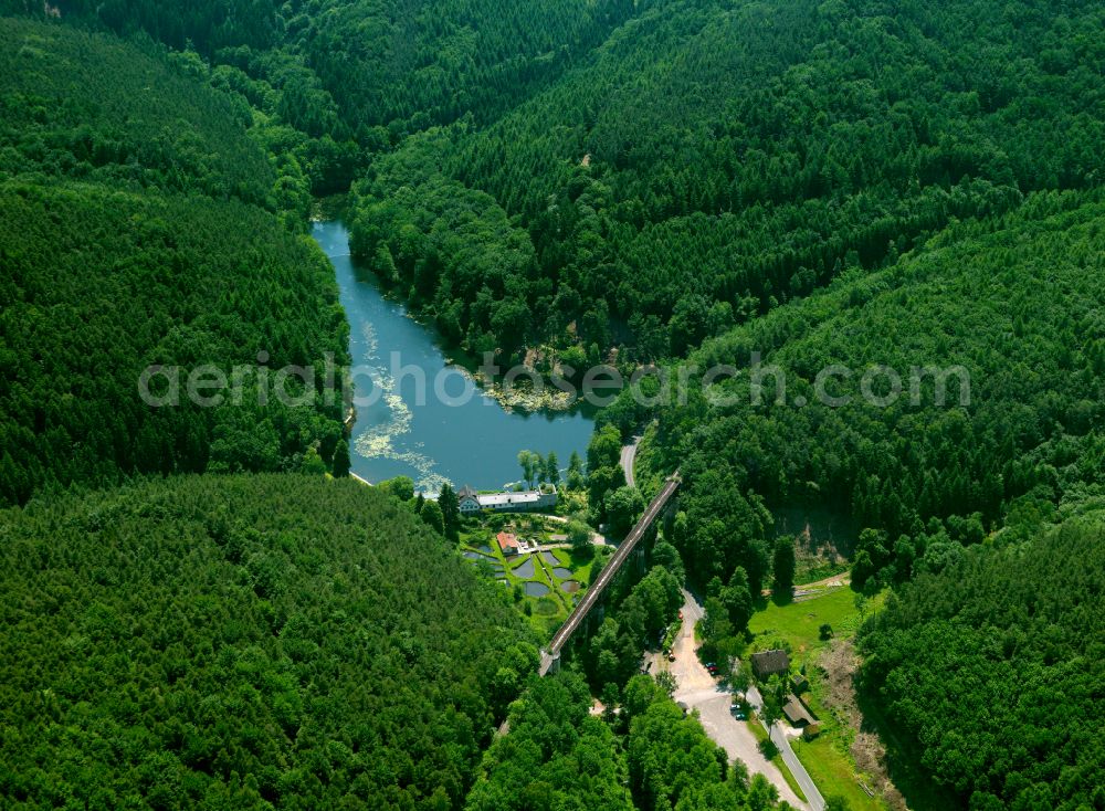 Aerial image Ramsen - Impoundment and shore areas at the lake in Ramsen in the state Rhineland-Palatinate, Germany