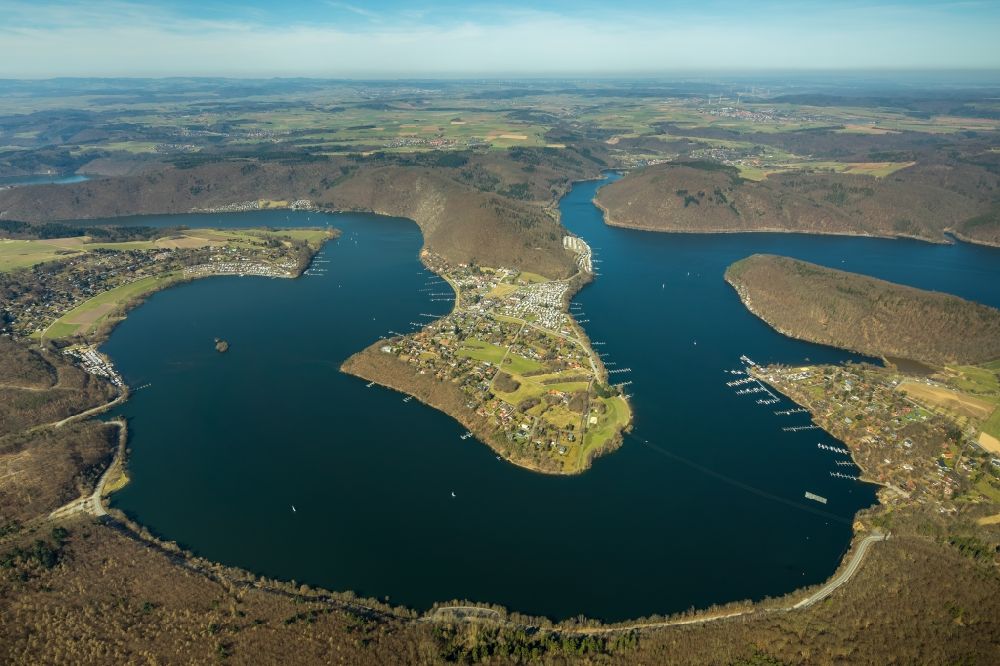 Aerial photograph Scheid - Shore areas at the lake of Eder in Scheid in the state Hesse, Germany