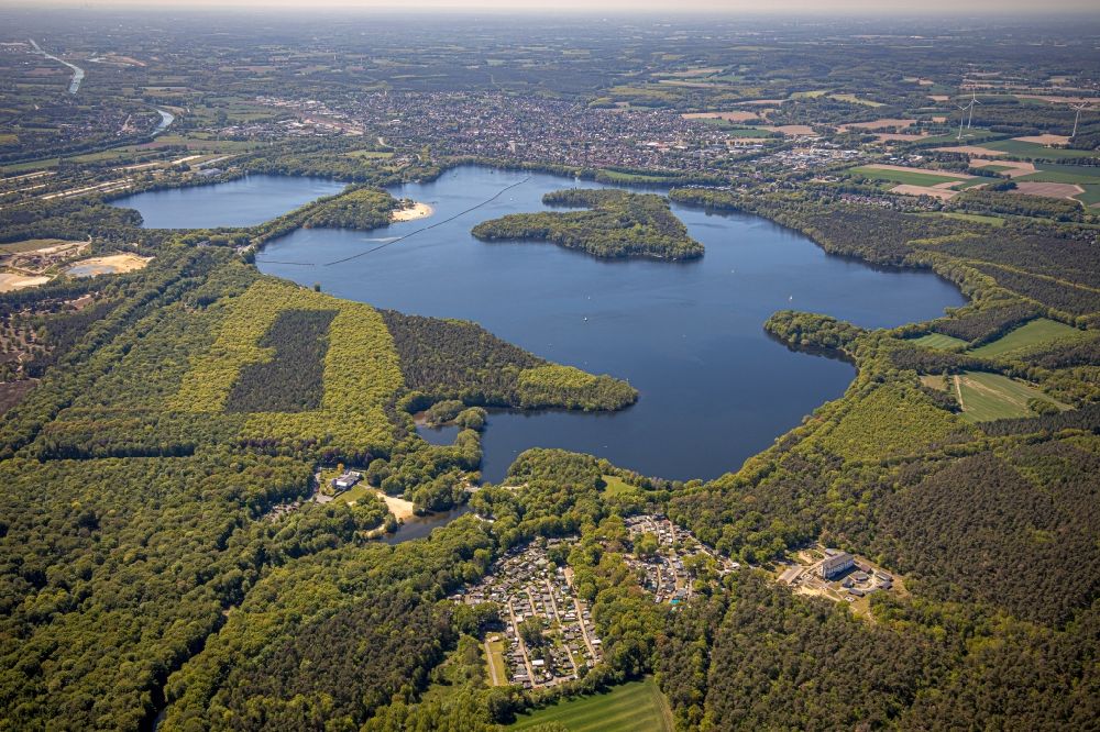 Aerial image Haltern am See - Shore areas at the lake in Haltern am See in the state North Rhine-Westphalia, Germany
