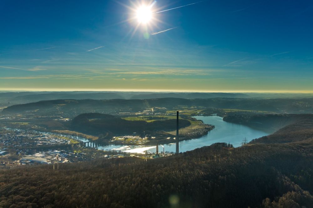 Hagen from the bird's eye view: Shore areas at the lake Harkortsee - Ruhr in Hagen in the state North Rhine-Westphalia, Germany