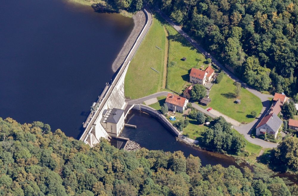 Aerial photograph Gräfenwarth - Shore areas at the lake Talsperre Bleilochstausee in Graefenwarth in the state Thuringia, Germany