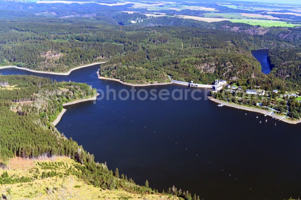 Aerial photograph Gräfenwarth - Shore areas at the lake Talsperre Bleilochstausee in Graefenwarth in the state Thuringia, Germany