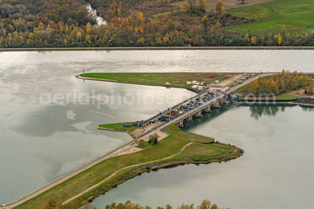 Aerial photograph Gerstheim - Rhein River in Gerstheim in Grand Est, France