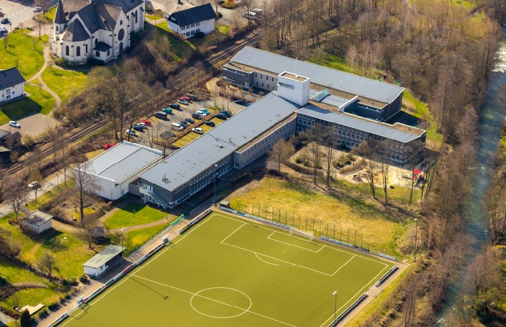 Olsberg from the bird's eye view: School building of the municipal Special education school Ruhraue in the office Bigge in Olsberg in the state North Rhine-Westphalia, Germany