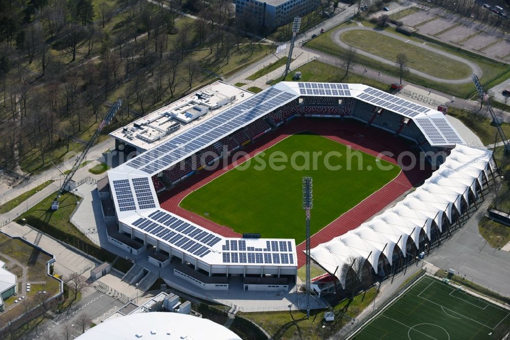 Aerial image Erfurt - Arena of the Steigerwaldstadion at the Suedpark in Erfurt in the state Thuringia