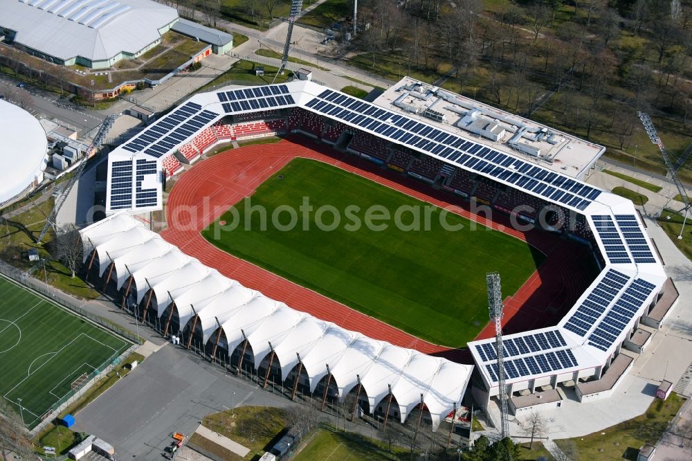 Erfurt from above - Arena of the Steigerwaldstadion at the Suedpark in Erfurt in the state Thuringia