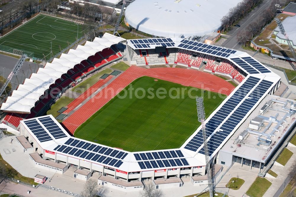 Aerial image Erfurt - Arena of the Steigerwaldstadion at the Suedpark in Erfurt in the state Thuringia