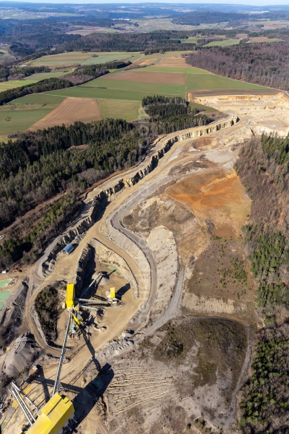 Aerial photograph Sulz am Eck - Quarry and depot Georg Mast Schotterwerk in Sulz am Eck in the state Baden-Wuerttemberg, Germany
