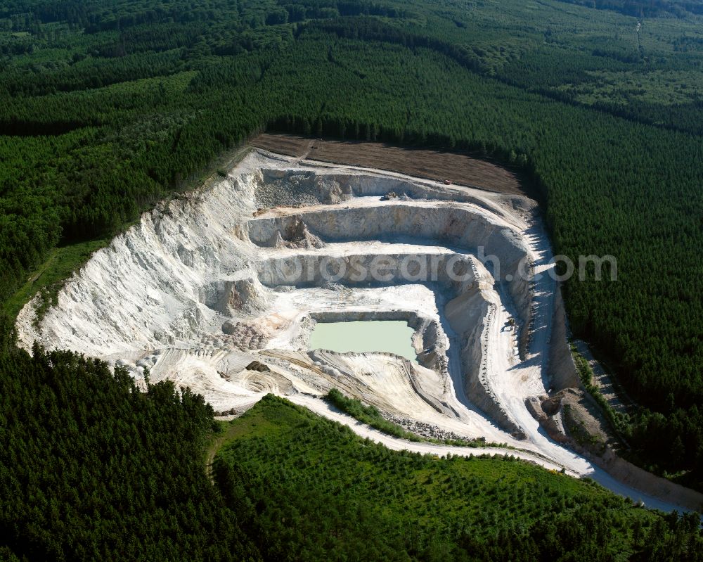 Aerial photograph Argenthal - Quarry of the company thomas asphalt-stein GmbH & Co. KG for the mining and extraction of asphalt stone in Argenthal in the state Rhineland-Palatinate, Germany