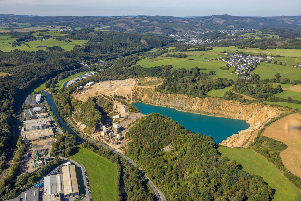Sporke from above - Quarry grevenbrueck for the mining and handling of sandstone in Sporke in the state North Rhine-Westphalia, Germany