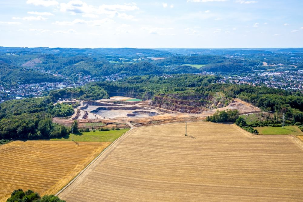 Aerial image Hagen - Quarry for the mining of Hohenlimburger Kalkwerke GmbH in the district Hohenlimburg in Hagen in the state North Rhine-Westphalia, Germany