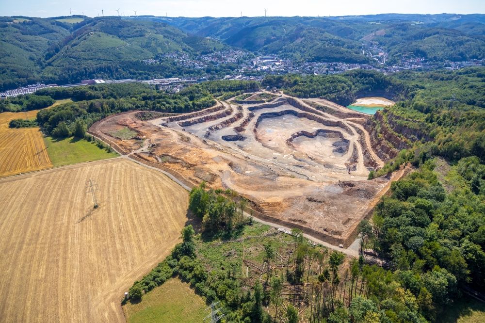Aerial image Hagen - Quarry for the mining of Hohenlimburger Kalkwerke GmbH in the district Hohenlimburg in Hagen in the state North Rhine-Westphalia, Germany