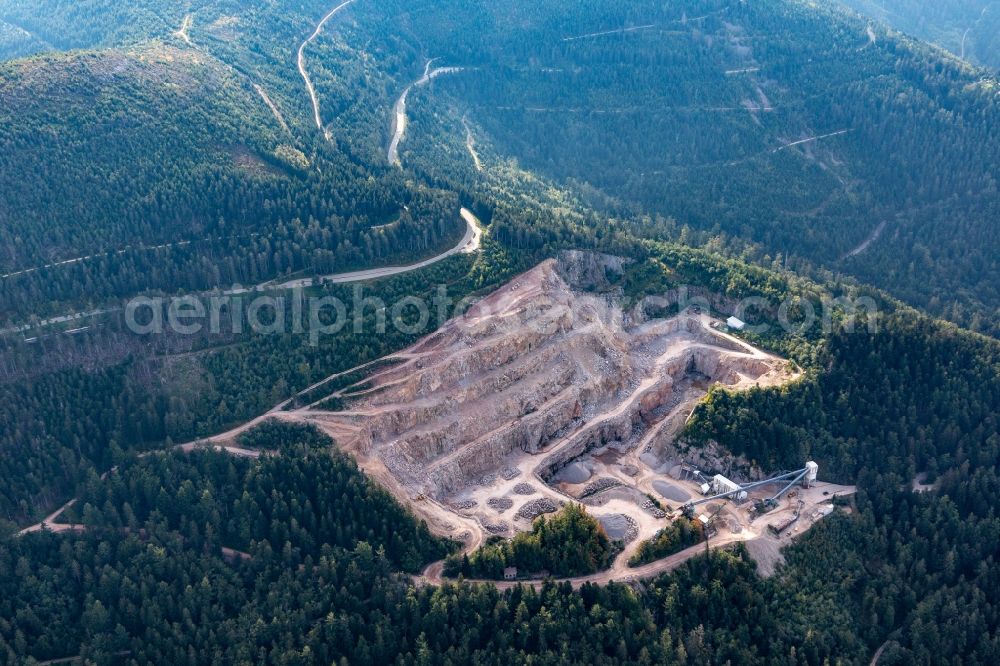 Seebach from the bird's eye view: Quarry for the mining and handling of Granit in Seebach in the state Baden-Wurttemberg, Germany