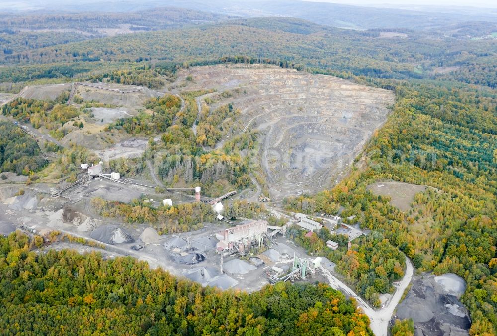 Aerial photograph Adelebsen - Quarry for the mining and handling of basalt in Adelebsen in the state Lower Saxony, Germany
