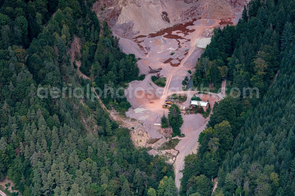 Aerial image Reichenbach - Quarry for the mining and handling of Buntsandstein in Reichenbach in the state Baden-Wurttemberg, Germany