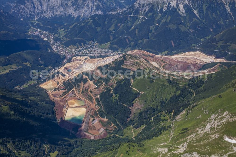 Aerial image Eisenerz - Quarry for the mining and handling of iron ore in Eisenerz in Steiermark, Austria