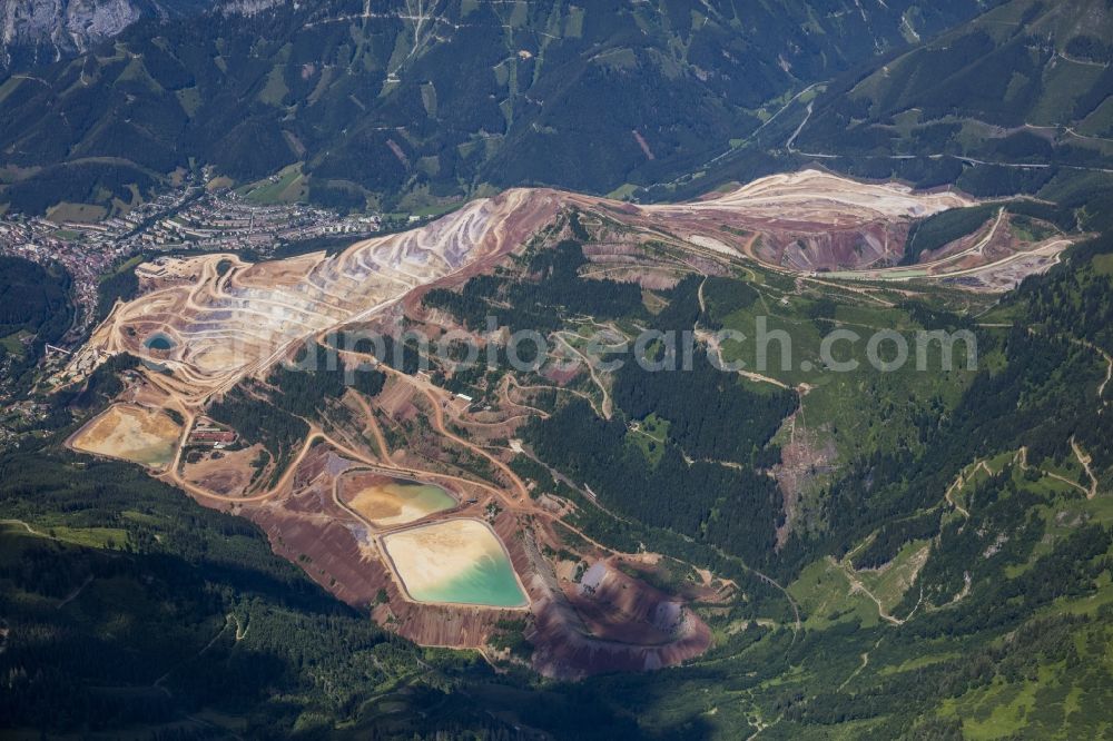 Aerial photograph Eisenerz - Quarry for the mining and handling of iron ore in Eisenerz in Steiermark, Austria