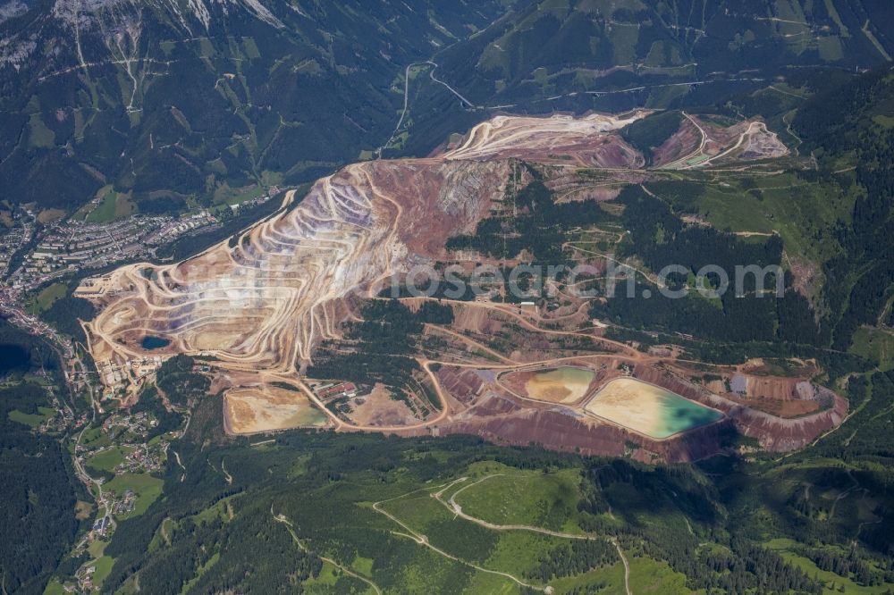 Eisenerz from above - Quarry for the mining and handling of iron ore in Eisenerz in Steiermark, Austria