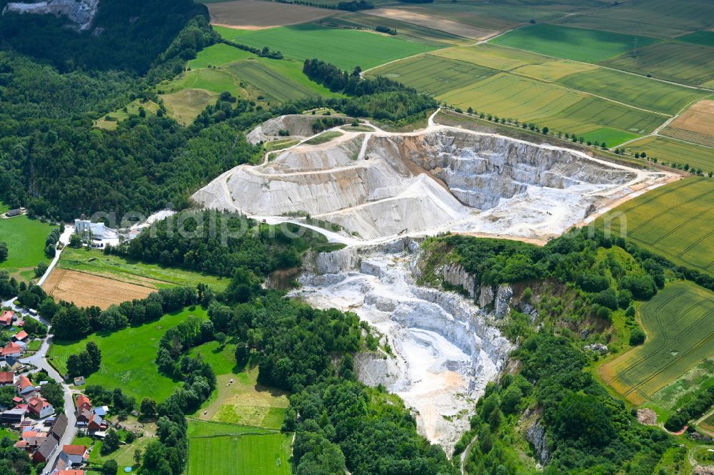 Osterode am Harz from above - Quarry for the mining and handling of Gips on street Katzensteiner Strasse in the district Katzenstein in Osterode am Harz in the state Lower Saxony, Germany
