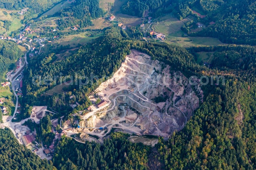 Ottenhöfen im Schwarzwald from above - Quarry for the mining and handling of Granit Ottenhoefen in Ottenhoefen im Schwarzwald in the state Baden-Wuerttemberg, Germany