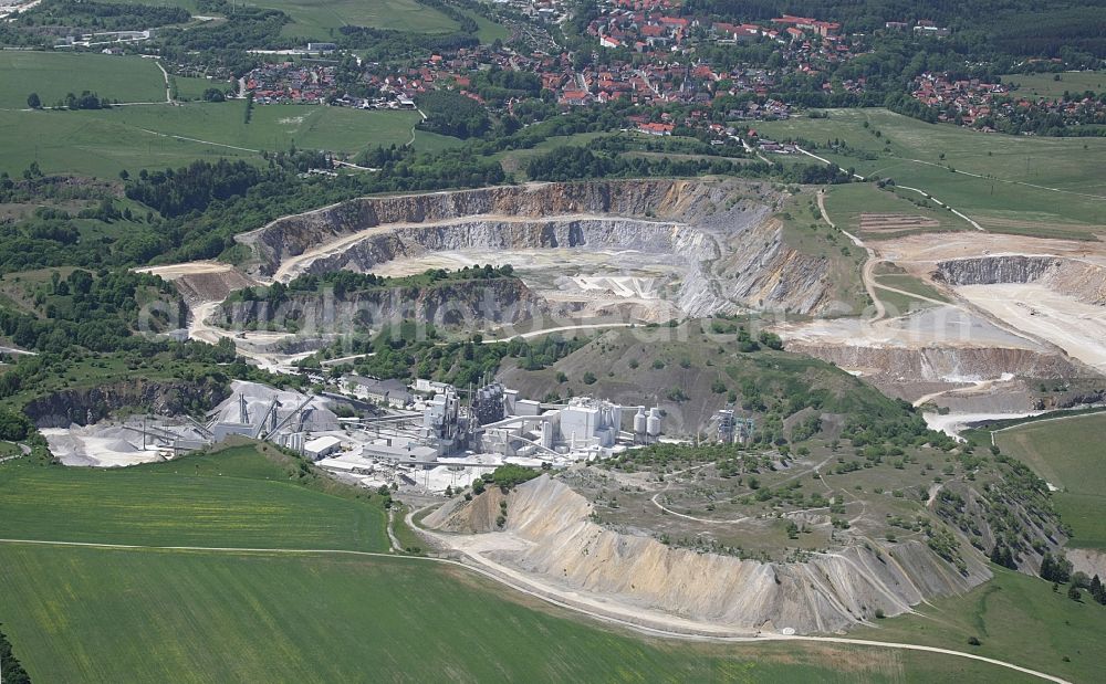 Aerial image Elbingerode (Harz) - Quarry for the mining and handling of Kalk in Elbingerode (Harz) in the state Saxony-Anhalt, Germany
