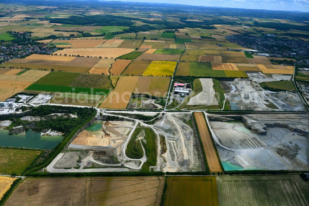 Aerial image Erwitte - Quarry for the mining and handling of limestone in Erwitte in the state North Rhine-Westphalia, Germany