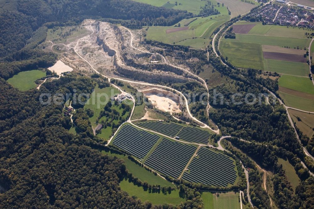 Aerial image Blaubeuren - Quarry for the mining and handling of Kalk in the district Gerhausen in Blaubeuren in the state Baden-Wuerttemberg