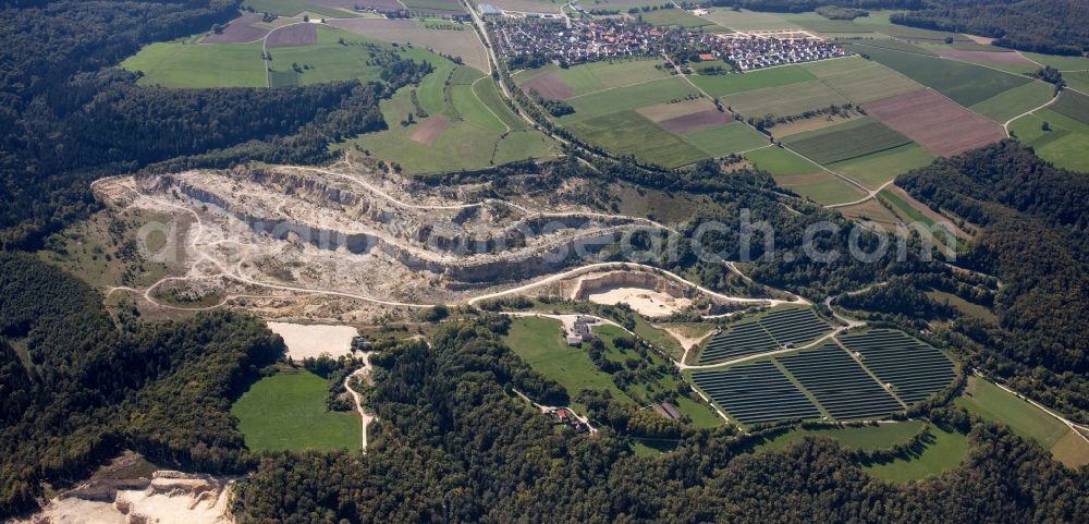 Aerial photograph Blaubeuren - Quarry for the mining and handling of Kalk in the district Gerhausen in Blaubeuren in the state Baden-Wuerttemberg