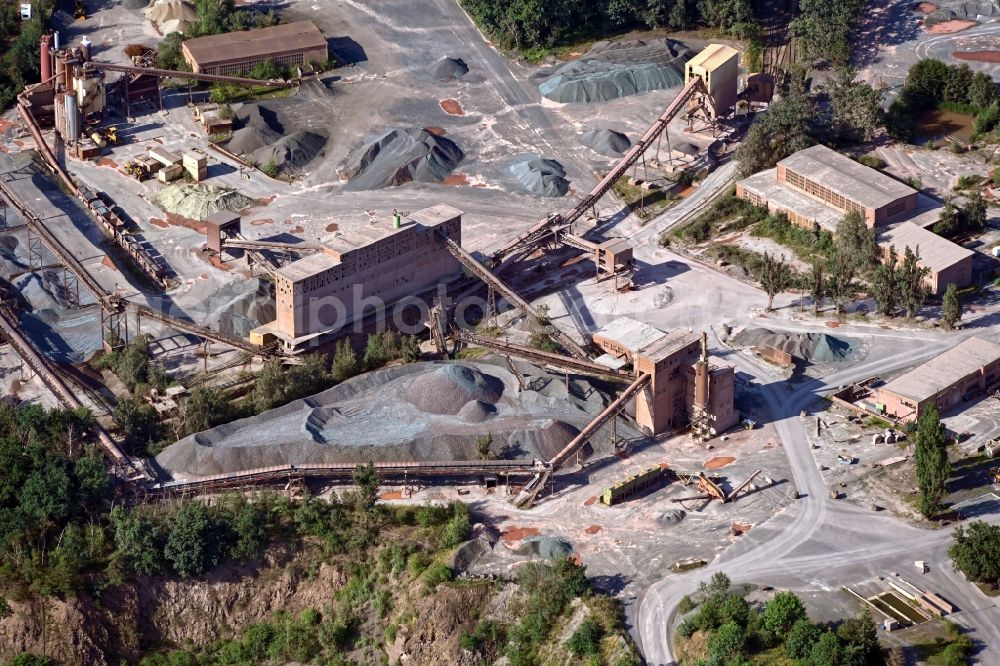 Aerial image Hohe Börde - Quarry for the mining and handling of Norddeutsche Naturstein GmbH factory Doenstedt in the district Bebertal in Hohe Boerde in the state Saxony-Anhalt, Germany