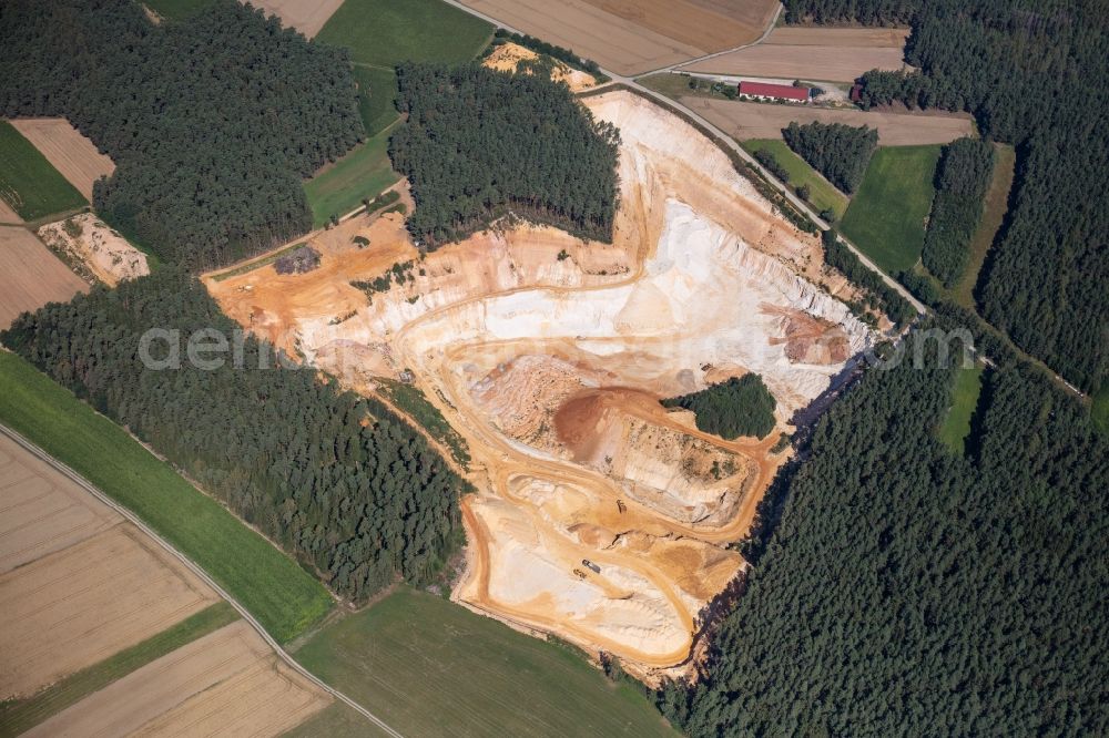 Aerial image Freihung - Quarry for the mining and handling of quartz sand in Freihung in the state Bavaria, Germany