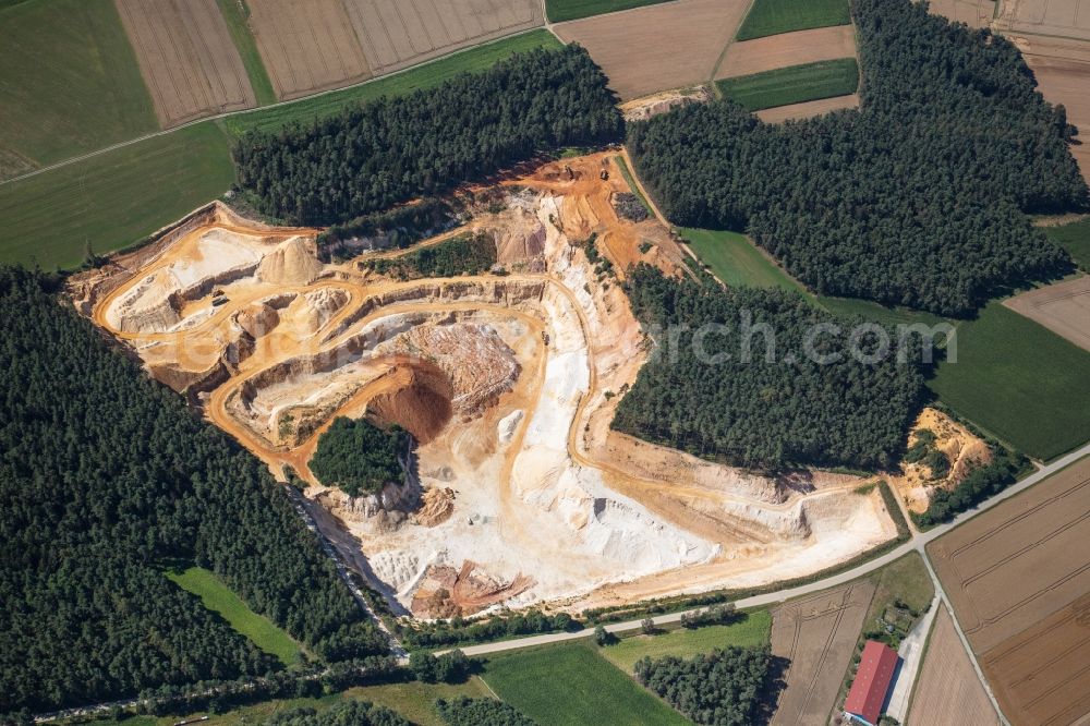 Aerial photograph Freihung - Quarry for the mining and handling of quartz sand in Freihung in the state Bavaria, Germany
