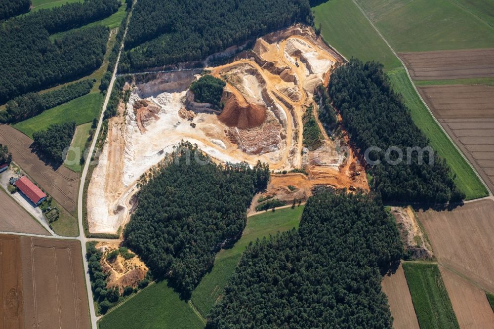 Freihung from above - Quarry for the mining and handling of quartz sand in Freihung in the state Bavaria, Germany