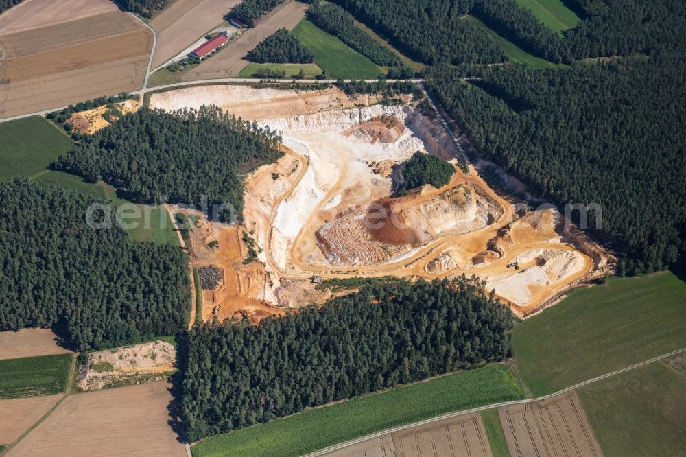 Freihung from the bird's eye view: Quarry for the mining and handling of quartz sand in Freihung in the state Bavaria, Germany