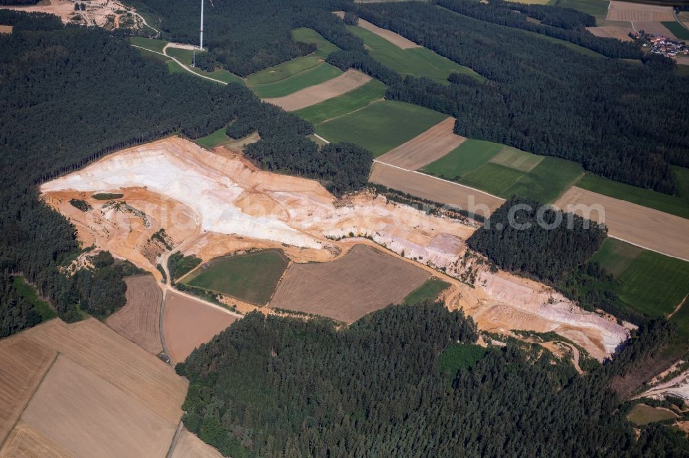 Gebenbach from above - Quarry for the mining and handling of quartz sand in Freihung in the state Bavaria, Germany