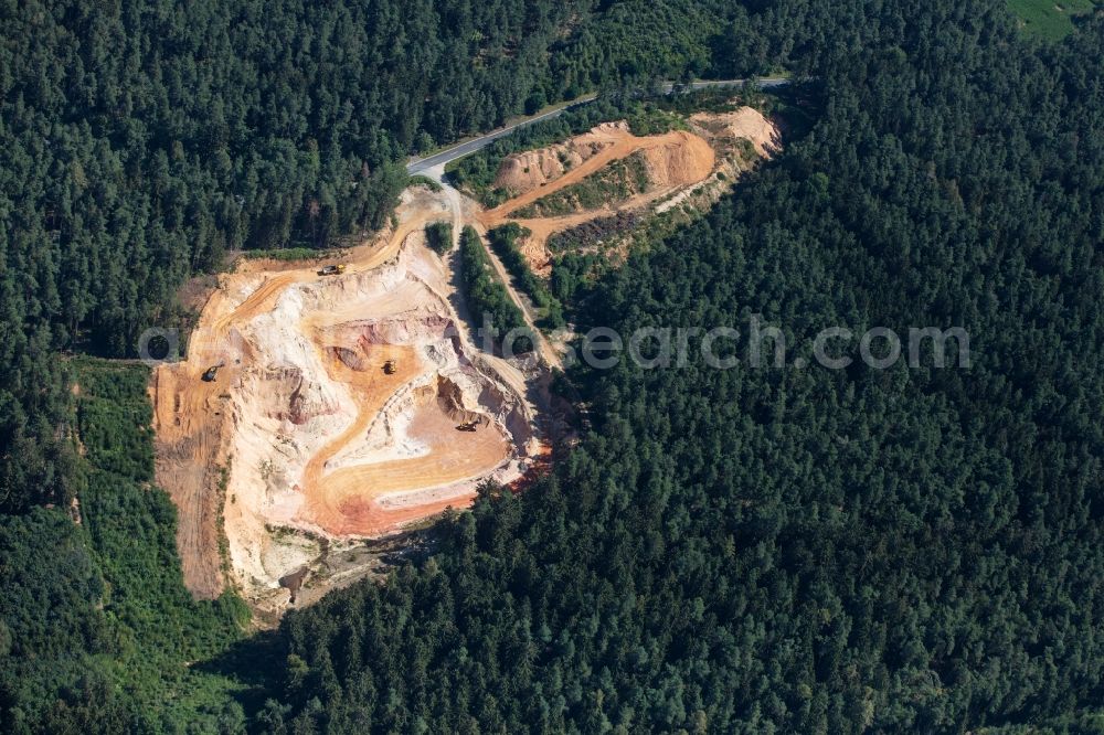 Aerial image Gebenbach - Quarry for the mining and handling of quartz sand in Freihung in the state Bavaria, Germany