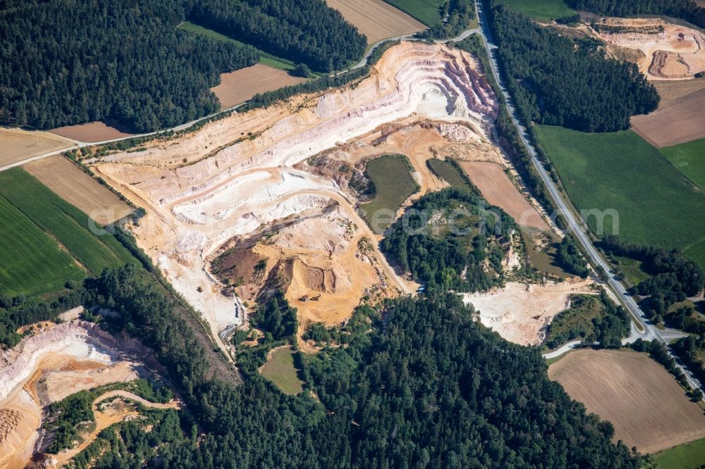 Aerial photograph Gebenbach - Quarry for the mining and handling of quartz sand in Freihung in the state Bavaria, Germany