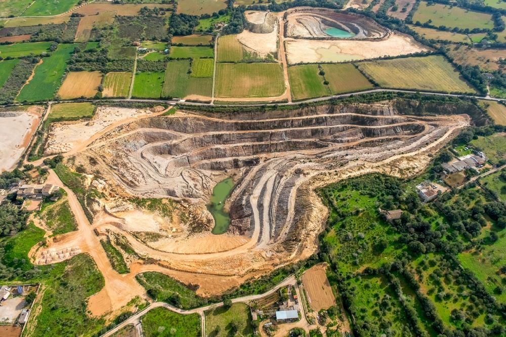 Aerial photograph Felanich - Quarry for the mining and handling of Sandstein Mares Felanitx in Felanich in Balearische Insel Mallorca, Spain