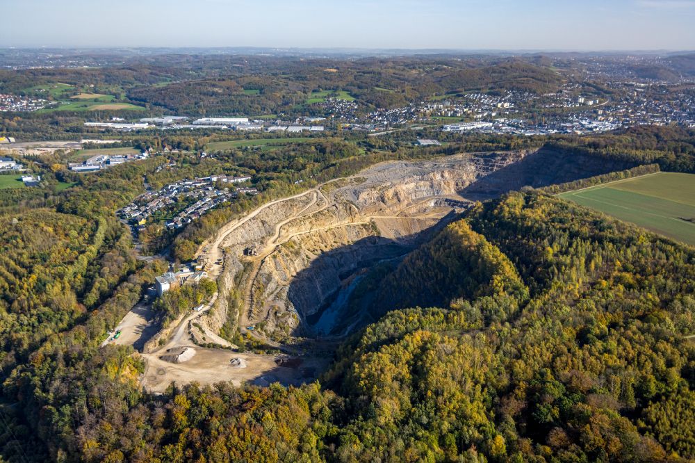 Hagen from above - Quarry for the mining and handling of sandstone in Hagen at Ruhrgebiet in the state North Rhine-Westphalia, Germany