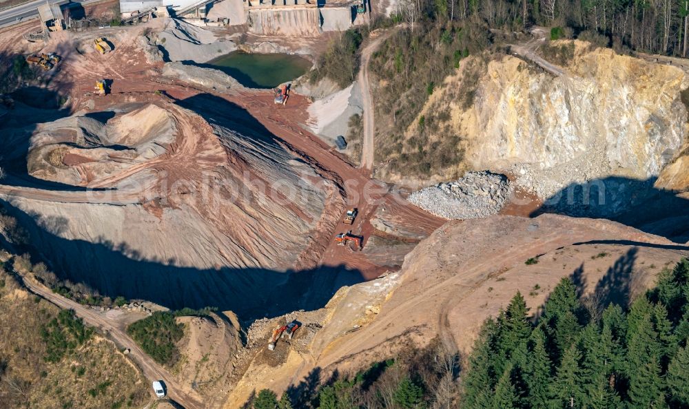 Hausach from the bird's eye view: Quarry for the mining and handling of sandstone in Hausach in the state Baden-Wurttemberg, Germany